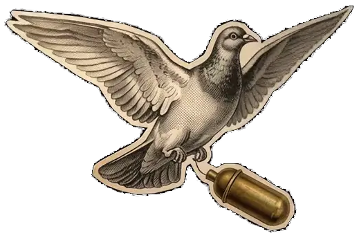 Tel-Agent logo, a carrier pigeon with a message capsule