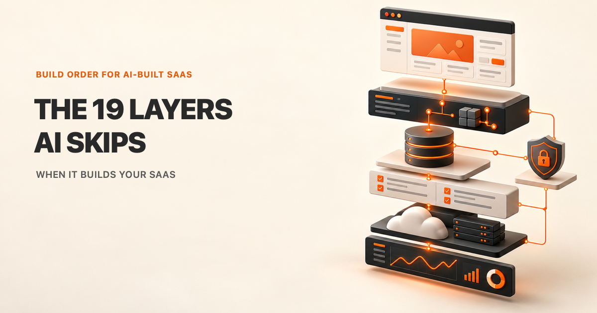 Exploded diagram of a SaaS product stack, from interface and API to data, security, hosting and monitoring