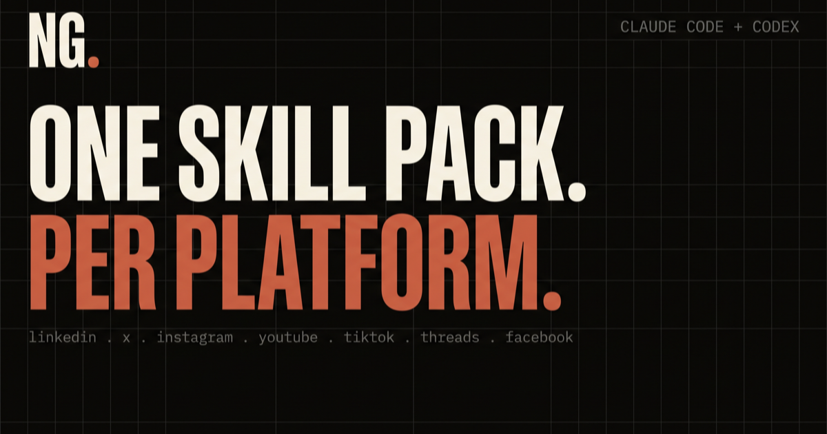 Social media skills for Claude Code: one free pack per platform